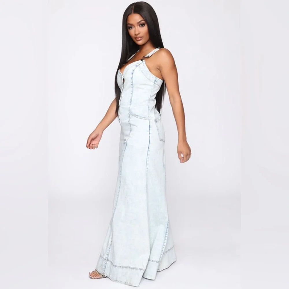 Fashion Nova‎ Light Blue Denim Overalls
